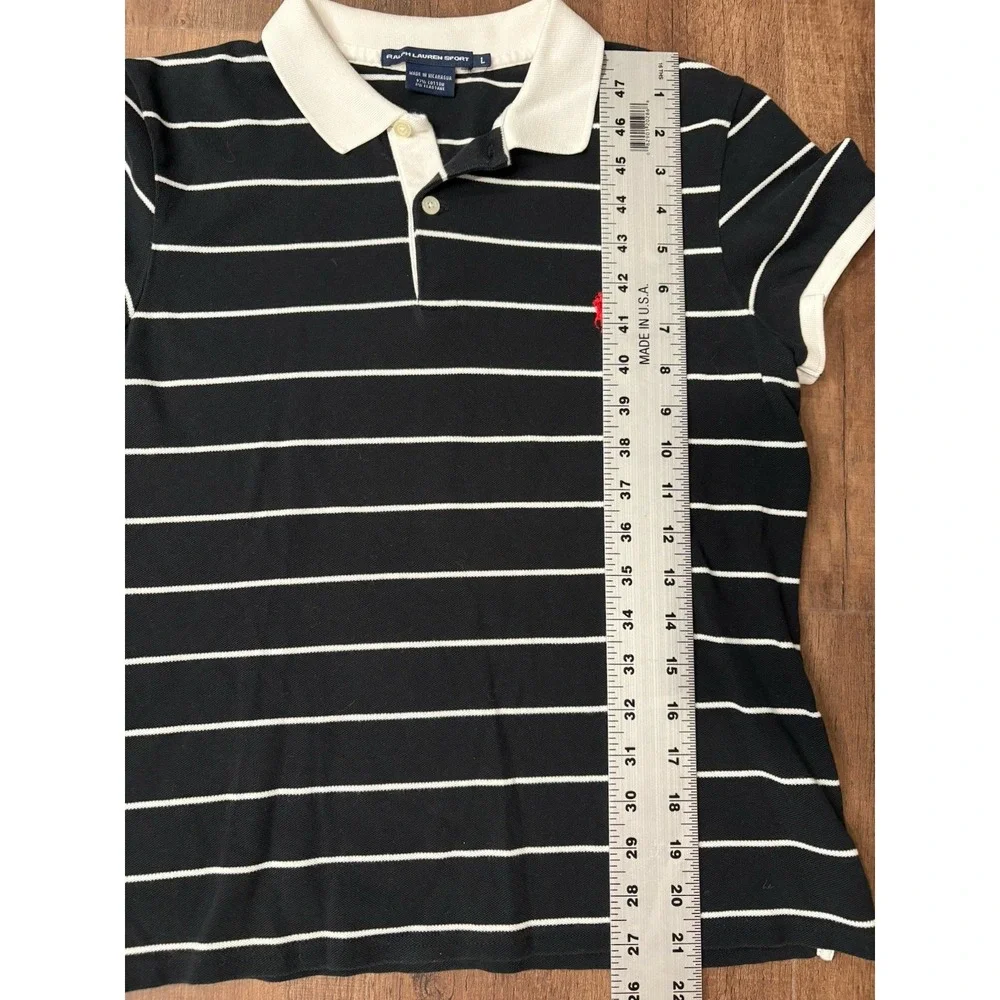 Ralph Lauren Sport Black Polo Shirt Women's Large Slim Fit Y2K Tennis Preppy